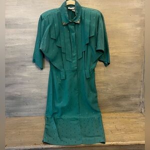 Vintage Willy’s Influence Teal Green Structurally Tailored Dress Large GC